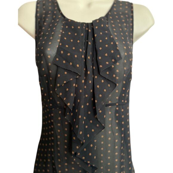 Halogen Black & Brown Polka Dot Sheer Sleeveless Top Size S - Picture 8 of 11
